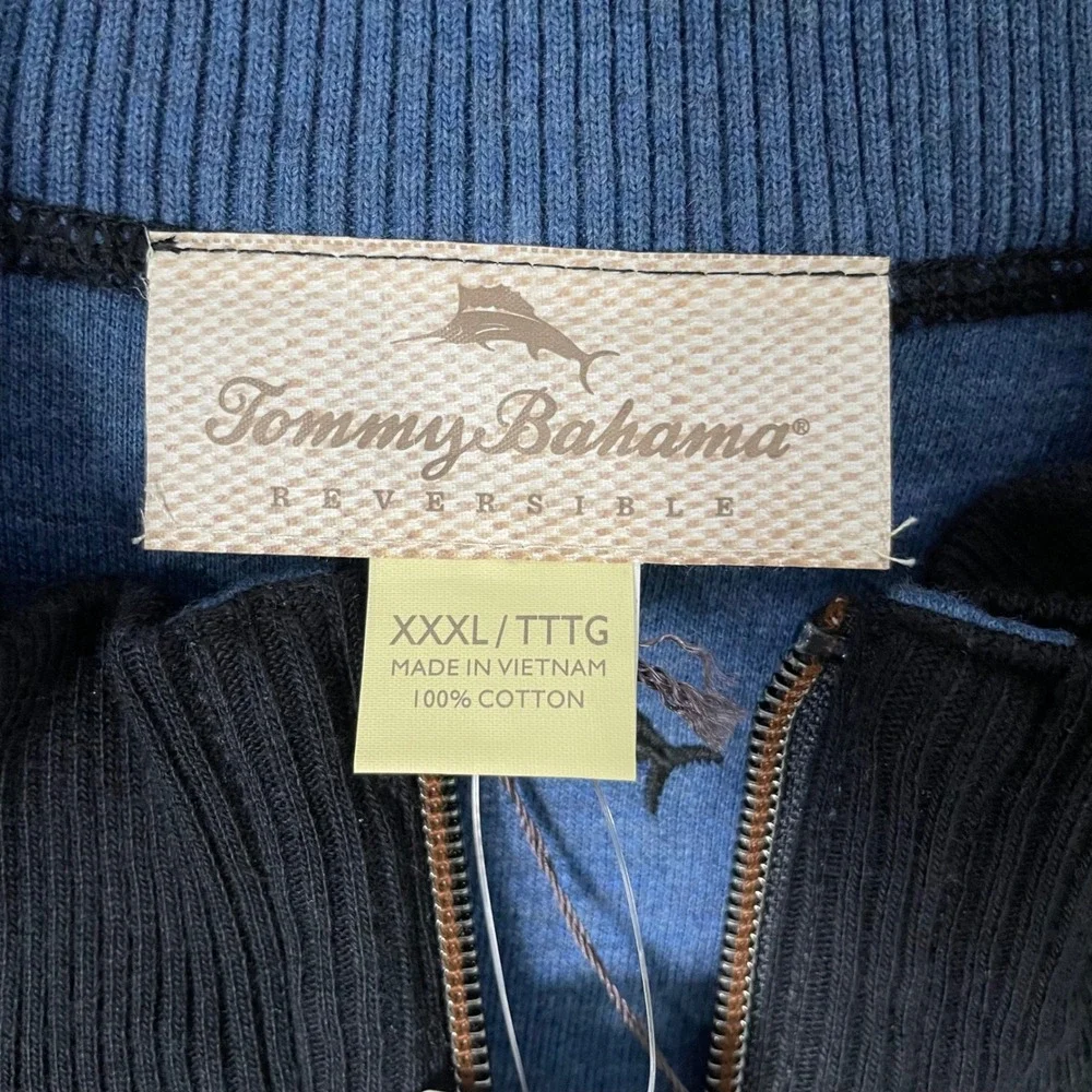 Tommy Bahama Flipside Half Zip Pullover Mens 3XL Black Reversible Sweater NWT